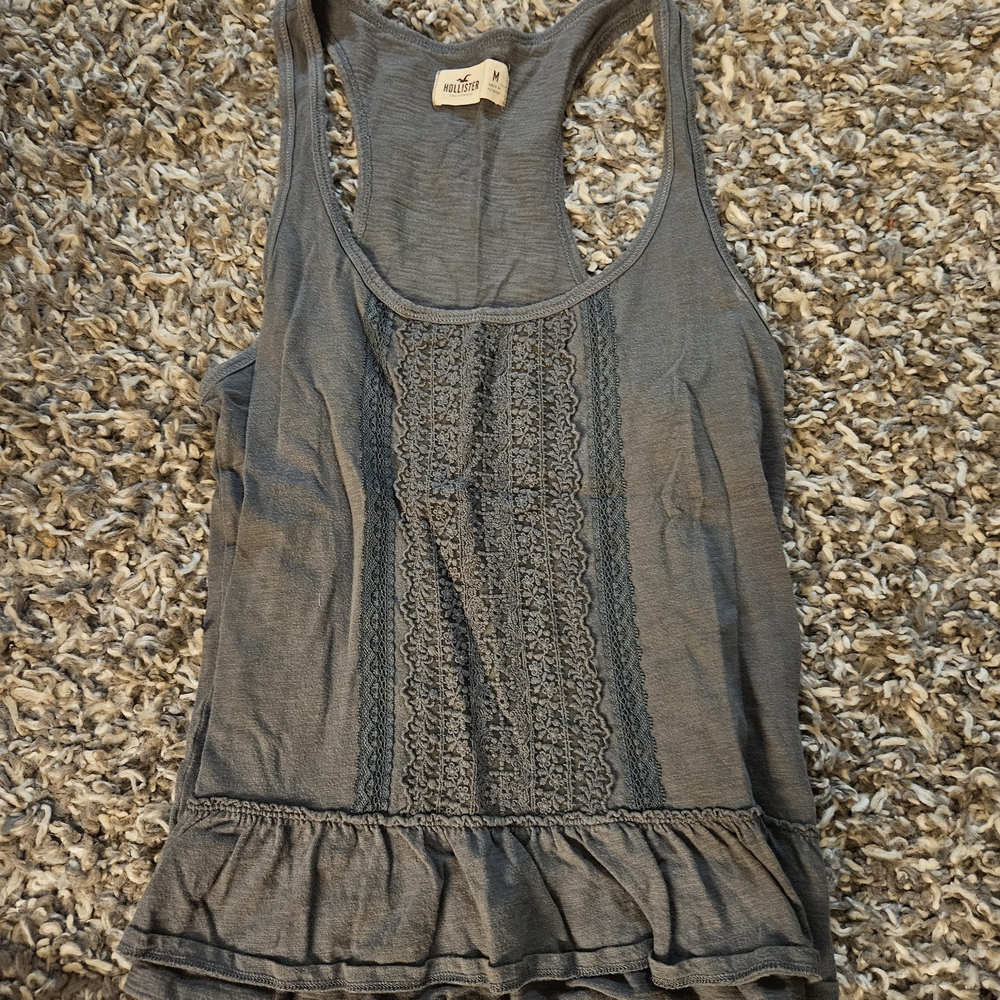 Hollister Blue Lace Detail Tank Top